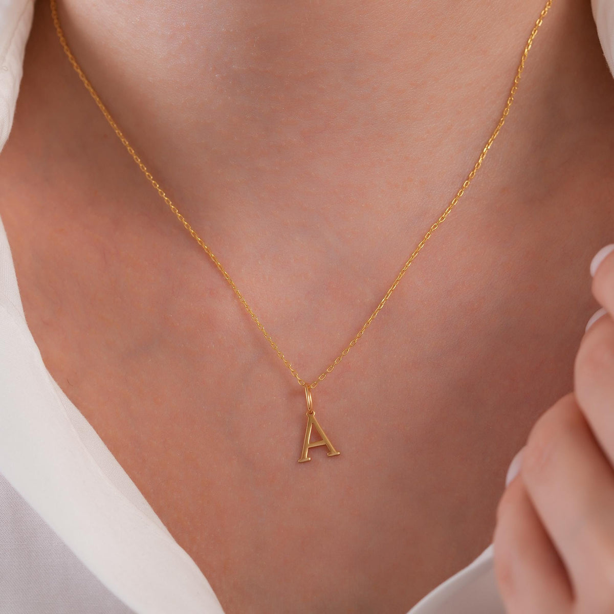 14K Solid Gold Letter Charm, Block Initial Pendant, Personalized Alphabet Charm A-Z, Classic Letter Jewelry, Gift for Her