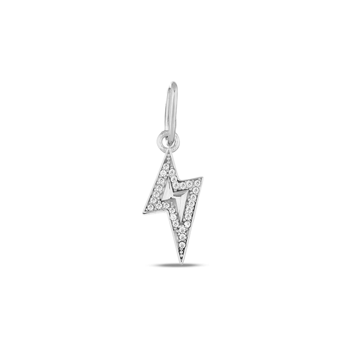 14K Gold Lightning Bolt Charm, Pave Lab Diamond Bolt Pendant, Trendy Statement Charm, Bold Symbolic Jewelry, Gift for Her