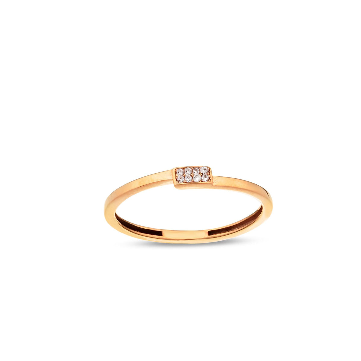 14K Gold Pave Block Ring, Rectangular Lab Diamond Bar Ring, Minimalist Geometric Ring, Dainty Stacking Ring, Gift for Her