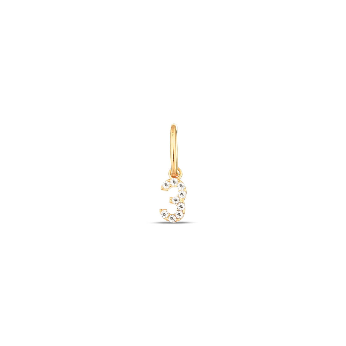 14K Gold Lab Diamond Number Charm, Pave Digit Pendant, Personalized Number Charm 0-9, Custom Numeral Jewelry, Gift for Her