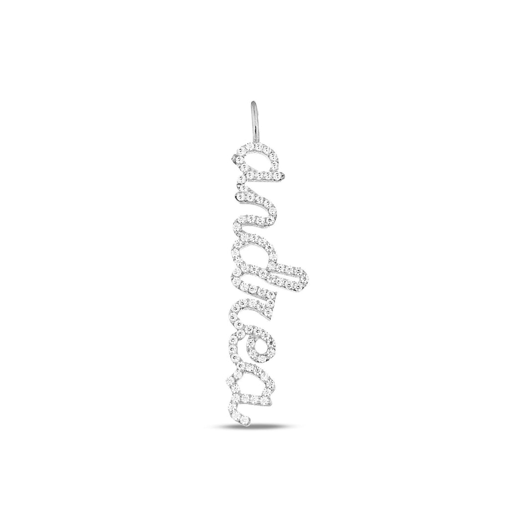 Personalized Script Letter Necklace - 10K 14K Solid Gold Lab Diamond Name Charm
