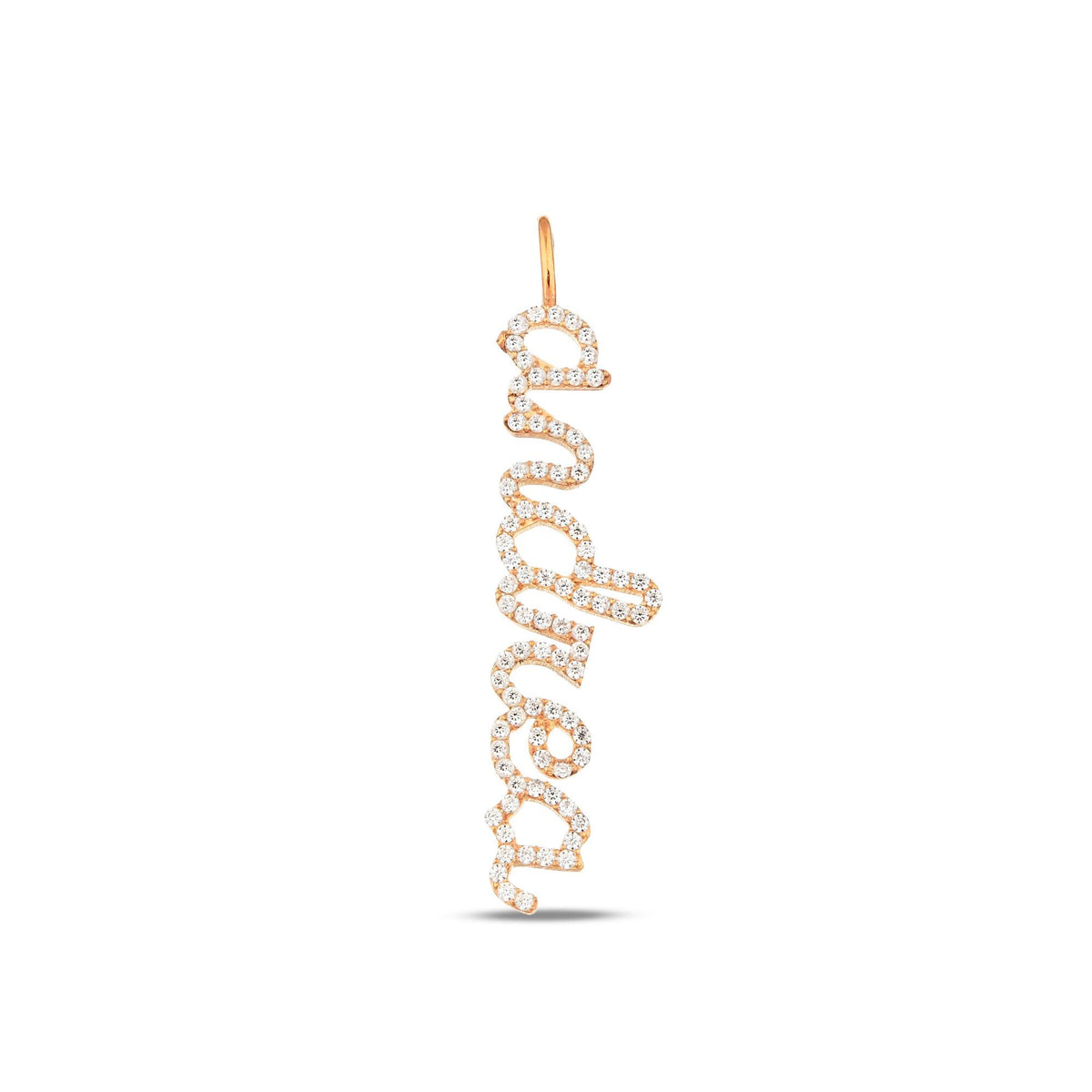 Personalized Script Letter Necklace - 10K 14K Solid Gold Lab Diamond Name Charm