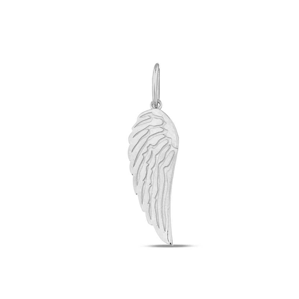 14K Gold Angel Wing Charm, Detailed Feather Pendant, Spiritual Memorial Jewelry, Symbolic Wing Charm, Gift for Her