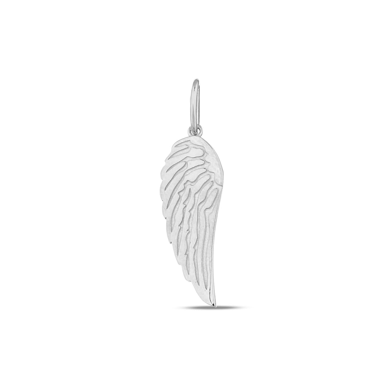 14K Gold Angel Wing Charm, Detailed Feather Pendant, Spiritual Memorial Jewelry, Symbolic Wing Charm, Gift for Her