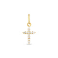 14K Gold Lab Diamond Cross Charm, Prong Set Sparkling Cross Pendant, Bold Faith Jewelry, Statement Christian Charm, Gift for Her
