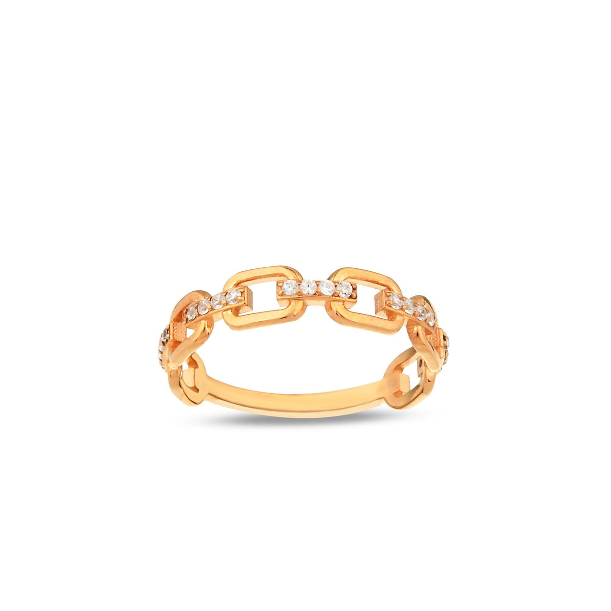 14K Gold Pave Chain Link Ring, Lab Diamond Paperclip Ring, Sparkling Link Stacking Ring, Modern Statement Ring, Gift for Her