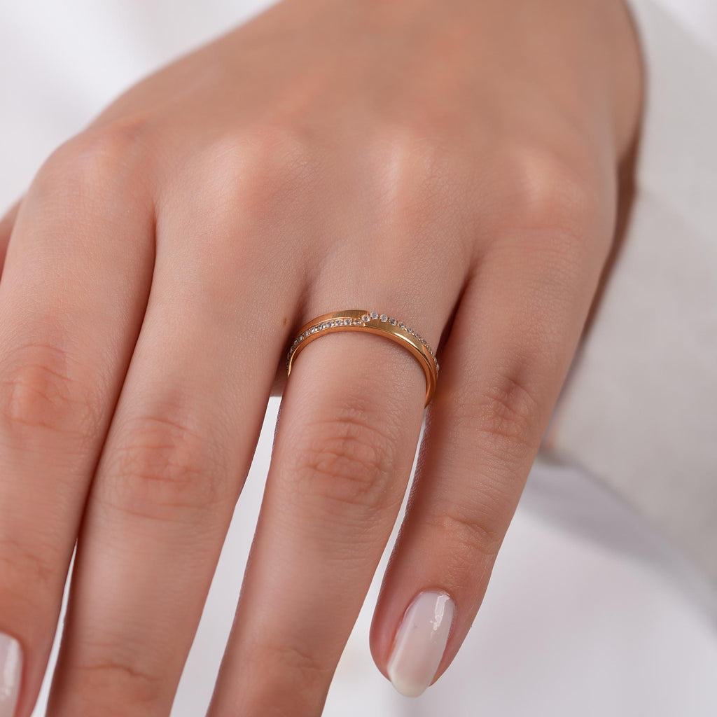 14K Gold Pave Lab Diamond Band, Classic Wedding Ring, Sparkling Eternity Style Band, Timeless Stacking Ring, Gift for Her