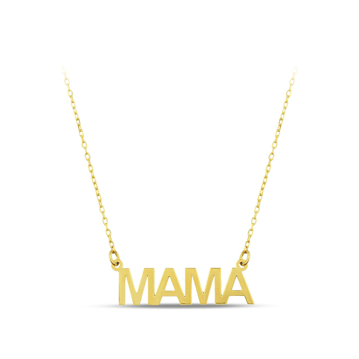14K Gold Mama Necklace, Solid Gold Nameplate Pendant, New Mom Gift, Mother's Day Jewelry Gift