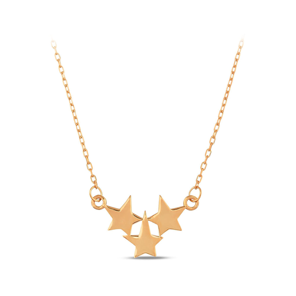 14K Gold Triple Star Necklace, Celestial Star Cluster Pendant, Dainty Minimalist Charm, Gift for Her