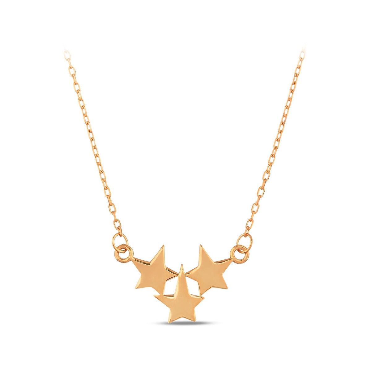 14K Gold Triple Star Necklace, Celestial Star Cluster Pendant, Dainty Minimalist Charm, Gift for Her