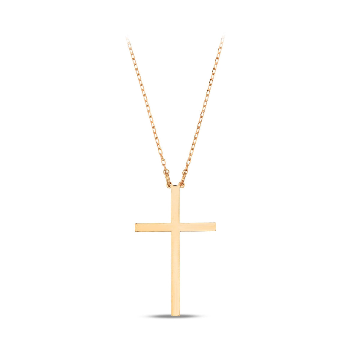 14K Gold Plain Cross Necklace, Solid Gold Cross Pendant, Simple Faith Jewelry, Unisex Gift for Him Her