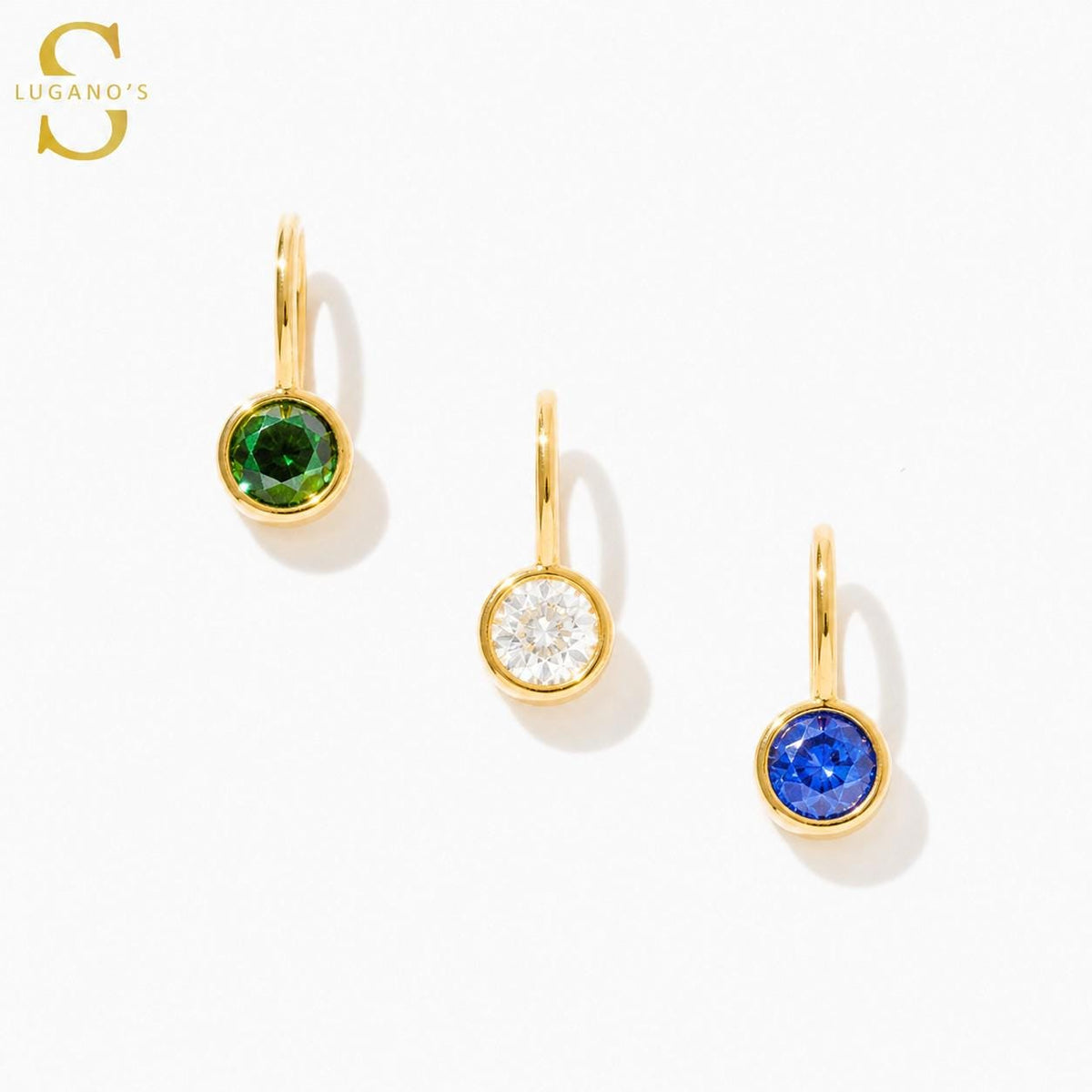 14K Gold Birthstone Charm, Round Bezel Gemstone Pendant, Custom Color Charm, Personalized Birth Month Jewelry, Gift for Her