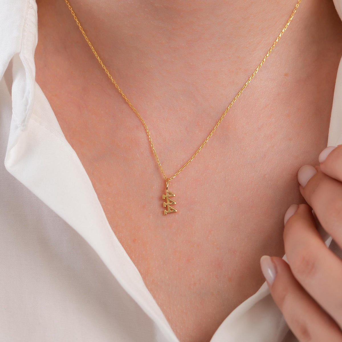 14K Gold 444 Angel Number Charm, Numerology Pendant, Spiritual Manifestation Jewelry, Geometric Number Charm, Gift for Her