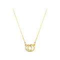14K Gold Interlocking Circle Necklace, Lab Diamond Double Ring Pendant, Linked Circles Charm, Gift for Her