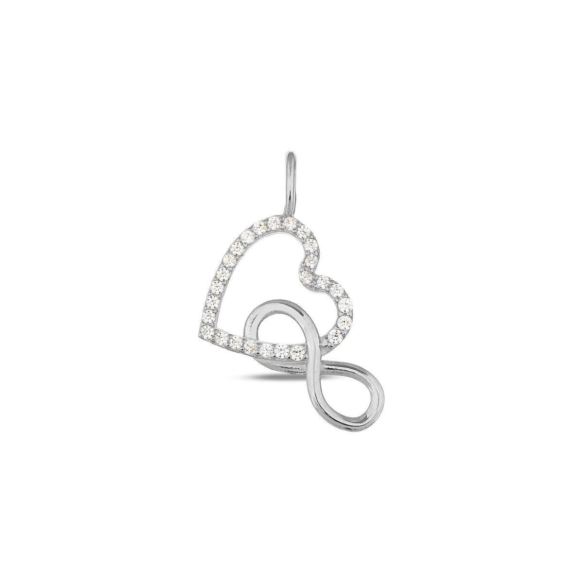 14K Gold Heart Infinity Charm, Pave Lab Diamond Love Pendant, Eternal Love Symbol Charm, Romantic Layering Jewelry, Gift for Her