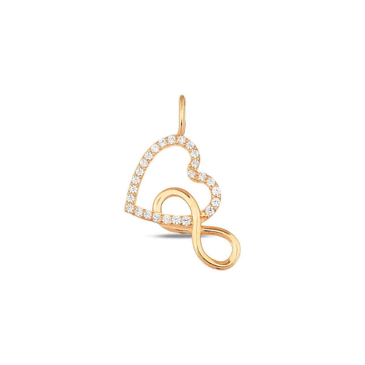 14K Gold Heart Infinity Charm, Pave Lab Diamond Love Pendant, Eternal Love Symbol Charm, Romantic Layering Jewelry, Gift for Her