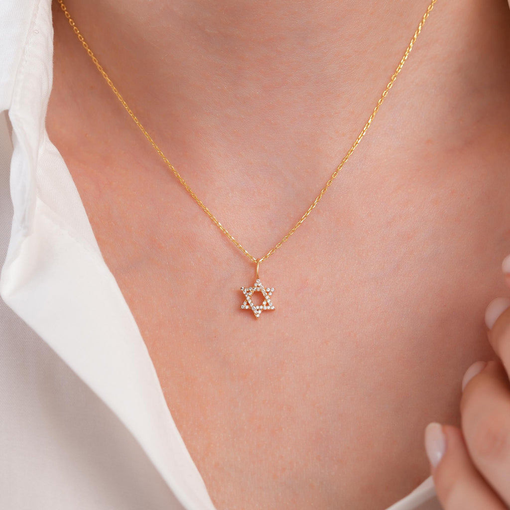 14K Gold Pave Star of David Charm, Sparkling Jewish Star Pendant, Lab Diamond Faith Charm, Bat Mitzvah Gift, Gift for Her
