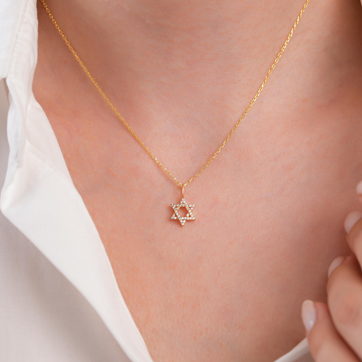 14K Gold Pave Star of David Charm, Sparkling Jewish Star Pendant, Lab Diamond Faith Charm, Bat Mitzvah Gift, Gift for Her