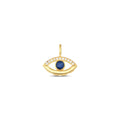 14K Gold Evil Eye Charm, Pave Lab Diamond Sapphire Eye Pendant, Protection Symbol Jewelry, Modern Nazar Charm, Gift for Her