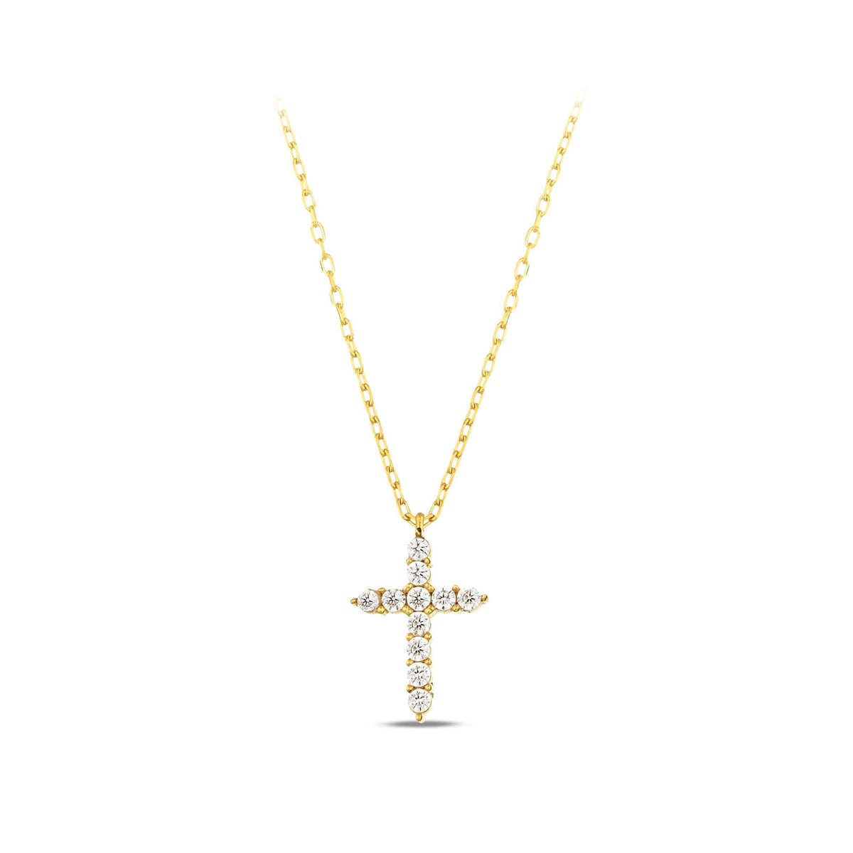 14K Gold Lab Diamond Cross Necklace, Pave Cross Pendant, Confirmation Baptism Gift, Christian Jewelry for Her