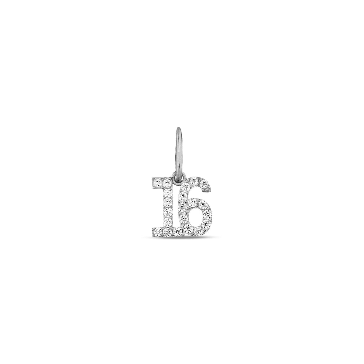 14K Gold Two Digit Number Charm, Pave Lab Diamond Age Pendant, Custom Milestone Number Charm, Sparkling Birthday Jewelry