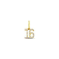 14K Gold Two Digit Number Charm, Pave Lab Diamond Age Pendant, Custom Milestone Number Charm, Sparkling Birthday Jewelry