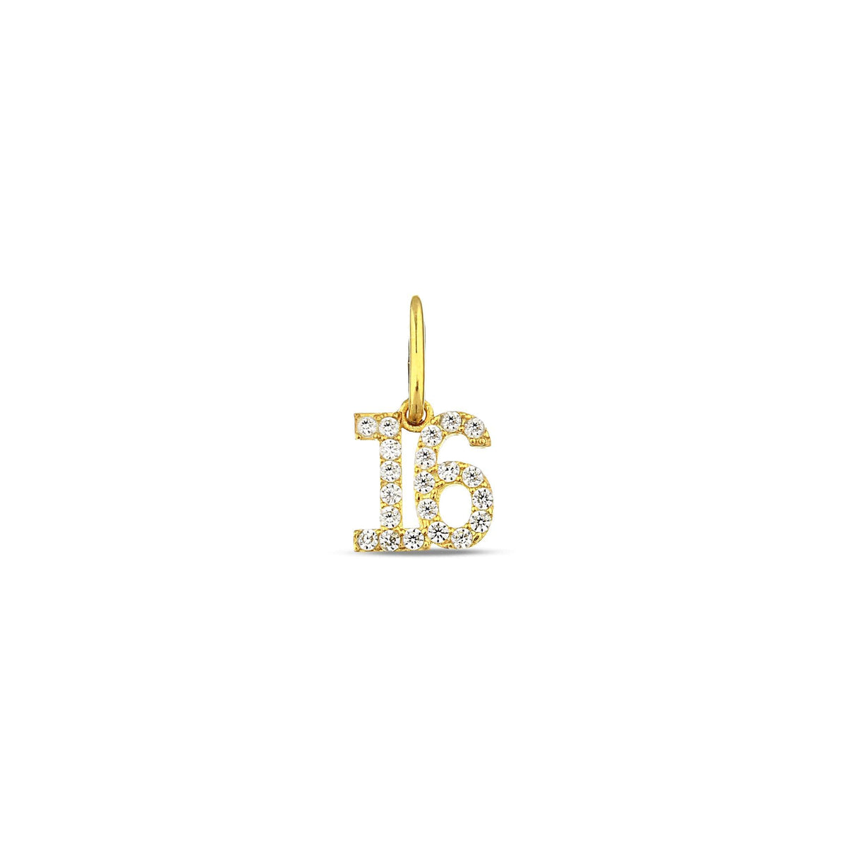 14K Gold Two Digit Number Charm, Pave Lab Diamond Age Pendant, Custom Milestone Number Charm, Sparkling Birthday Jewelry