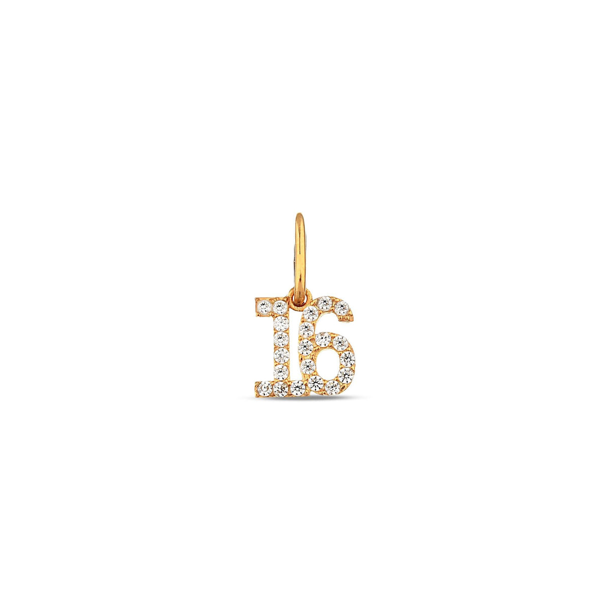 14K Gold Two Digit Number Charm, Pave Lab Diamond Age Pendant, Custom Milestone Number Charm, Sparkling Birthday Jewelry