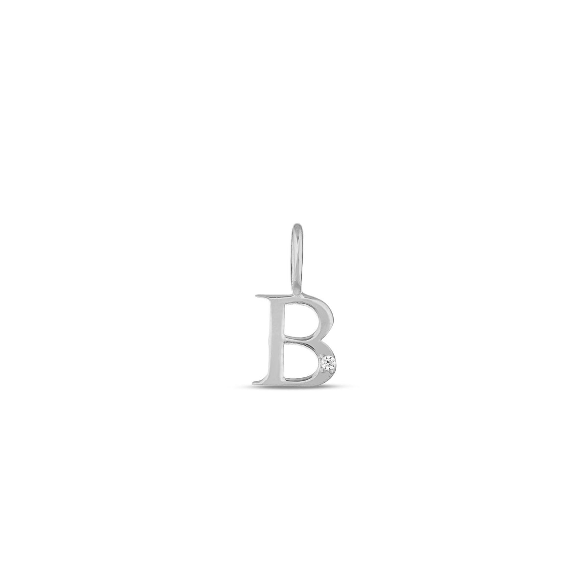 14K Gold Letter Charm with Single Lab Diamond Accent, Solid Initial Pendant, Personalized Alphabet Charm A-Z, Dainty Letter Jewelry