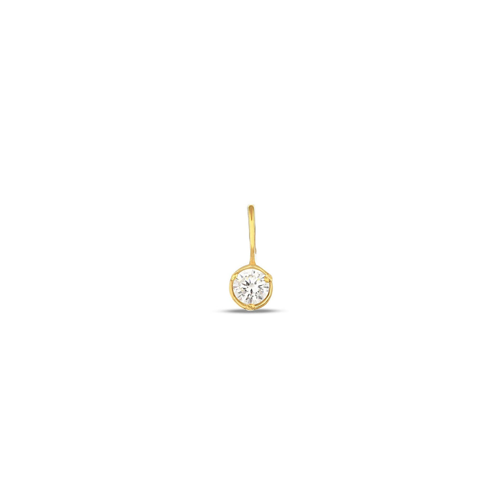 14K Gold Birthstone Charm, Round Bezel Gemstone Pendant, Custom Color Charm, Personalized Birth Month Jewelry, Gift for Her