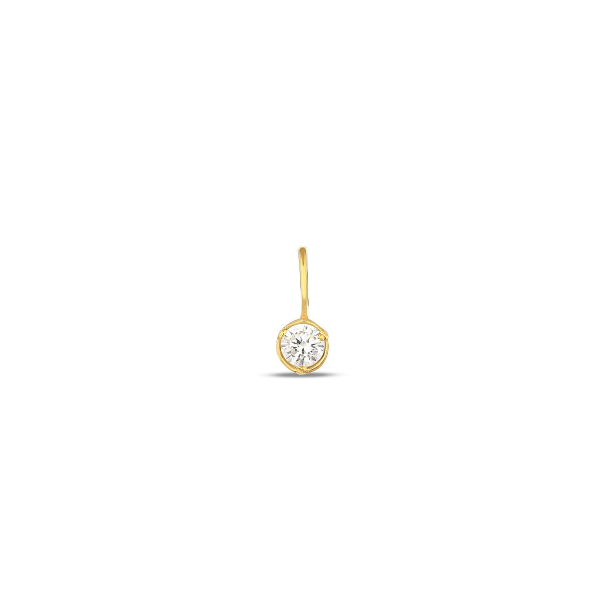 14K Gold Birthstone Charm, Round Bezel Gemstone Pendant, Custom Color Charm, Personalized Birth Month Jewelry, Gift for Her