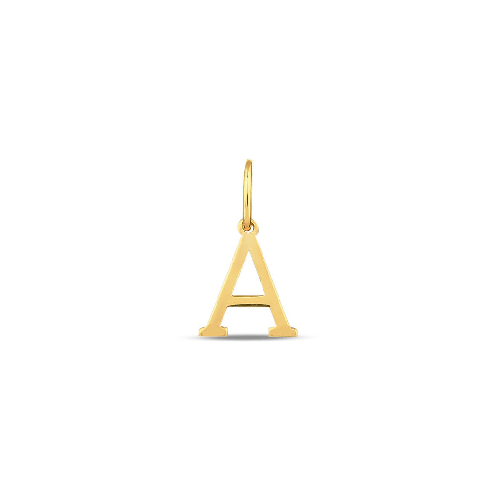 14K Solid Gold Letter Charm, Block Initial Pendant, Personalized Alphabet Charm A-Z, Classic Letter Jewelry, Gift for Her