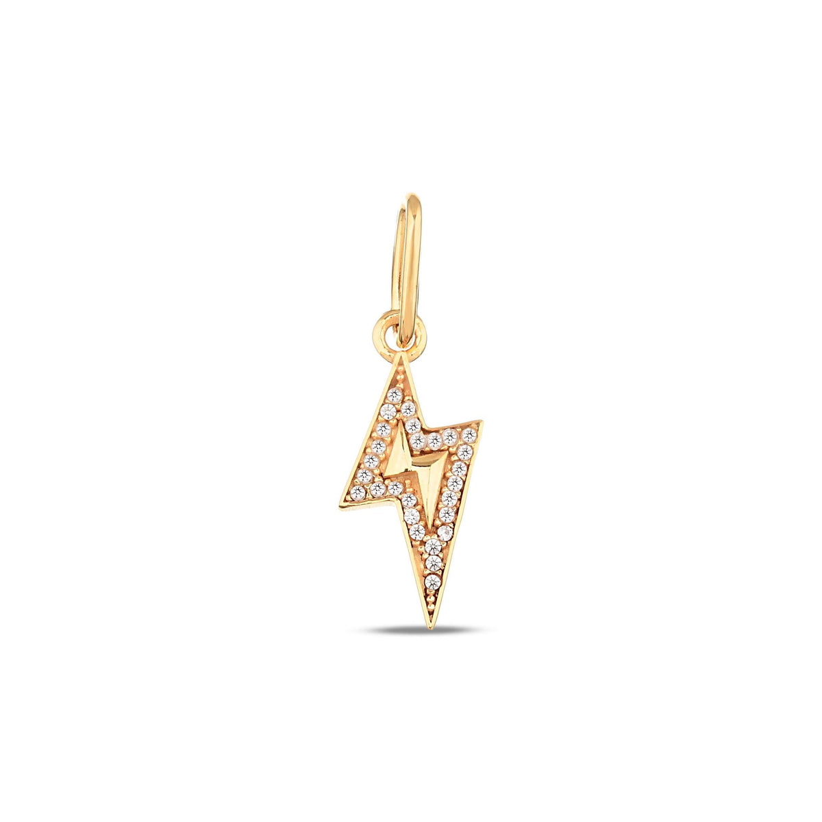 14K Gold Lightning Bolt Charm, Pave Lab Diamond Bolt Pendant, Trendy Statement Charm, Bold Symbolic Jewelry, Gift for Her