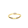 14K Gold Pave Block Ring, Rectangular Lab Diamond Bar Ring, Minimalist Geometric Ring, Dainty Stacking Ring, Gift for Her