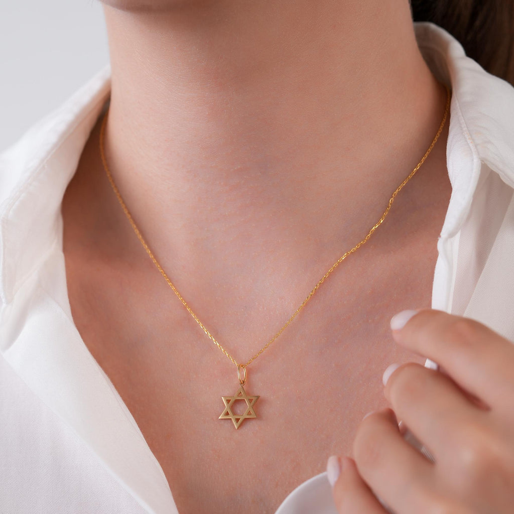 14K Solid Gold Star of David Charm, Jewish Star Pendant, Classic Faith Charm, Timeless Jewish Jewelry, Gift for Her