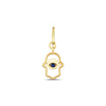 14K Gold Hamsa Evil Eye Charm, Protection Symbol Pendant, Blue Eye Hand of Fatima, Spiritual Talisman Charm, Gift for Her