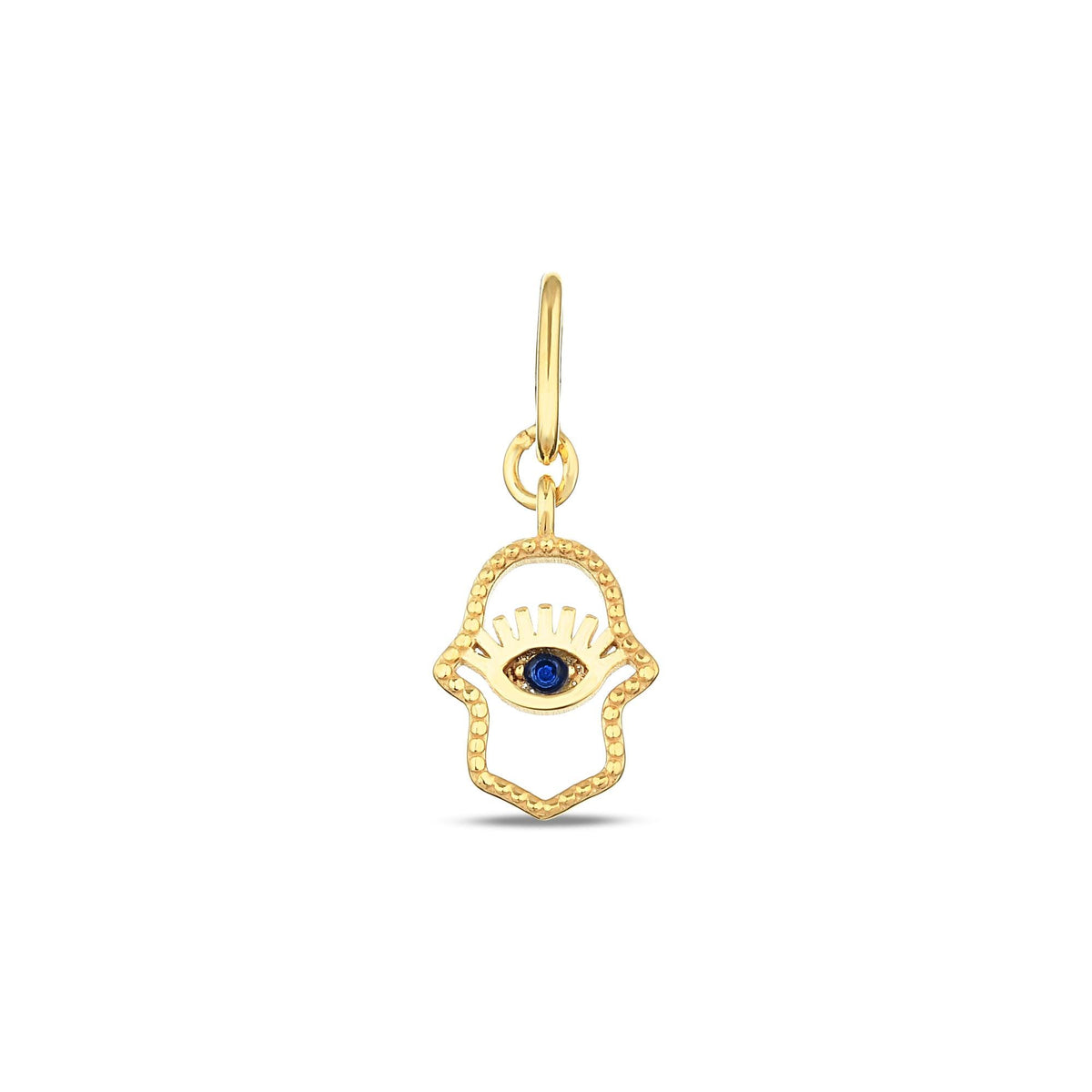 14K Gold Hamsa Evil Eye Charm, Protection Symbol Pendant, Blue Eye Hand of Fatima, Spiritual Talisman Charm, Gift for Her