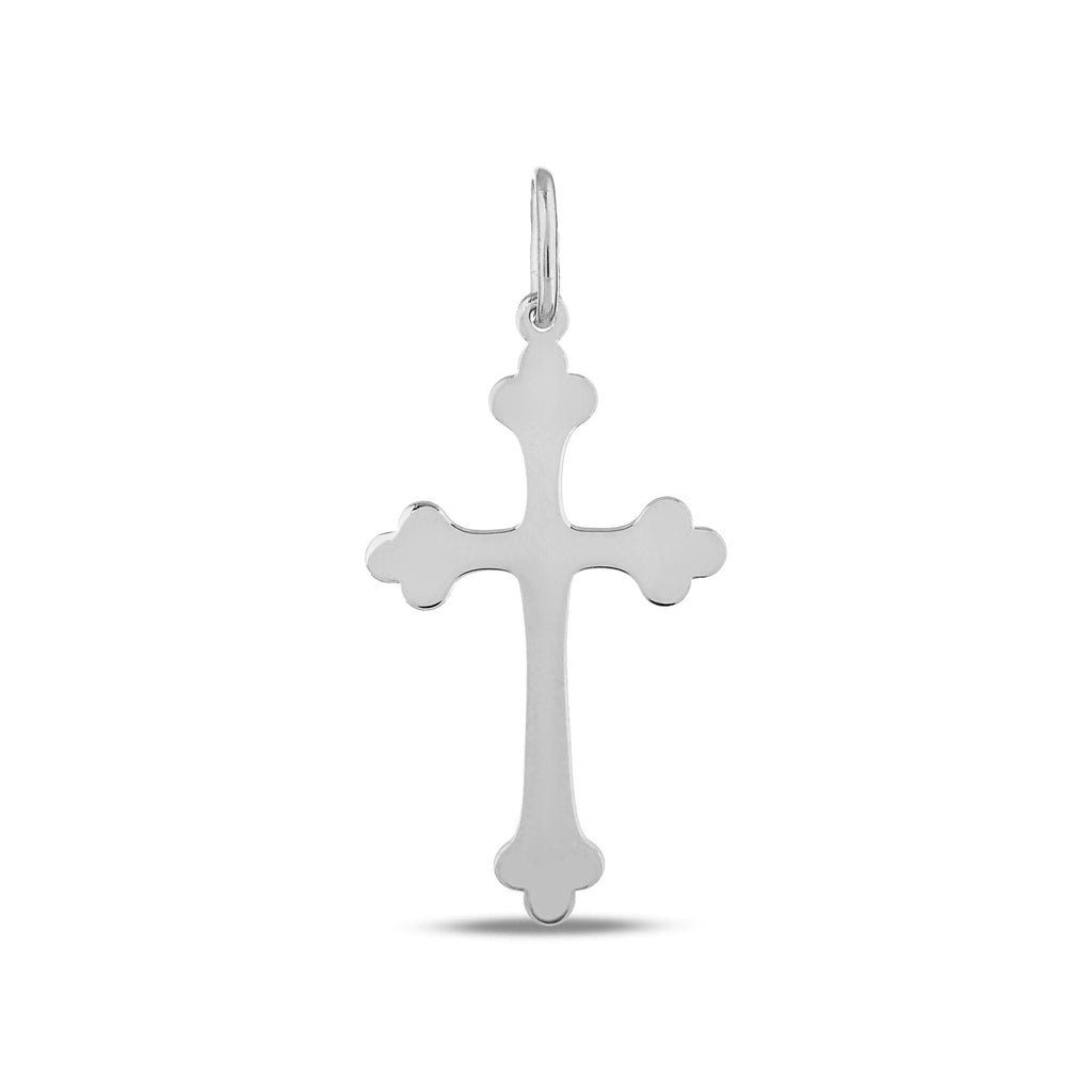 14K Solid Gold Budded Cross Charm, Trefoil Cross Pendant, Orthodox Style Faith Charm, Baptism Confirmation Gift, Gift for Her