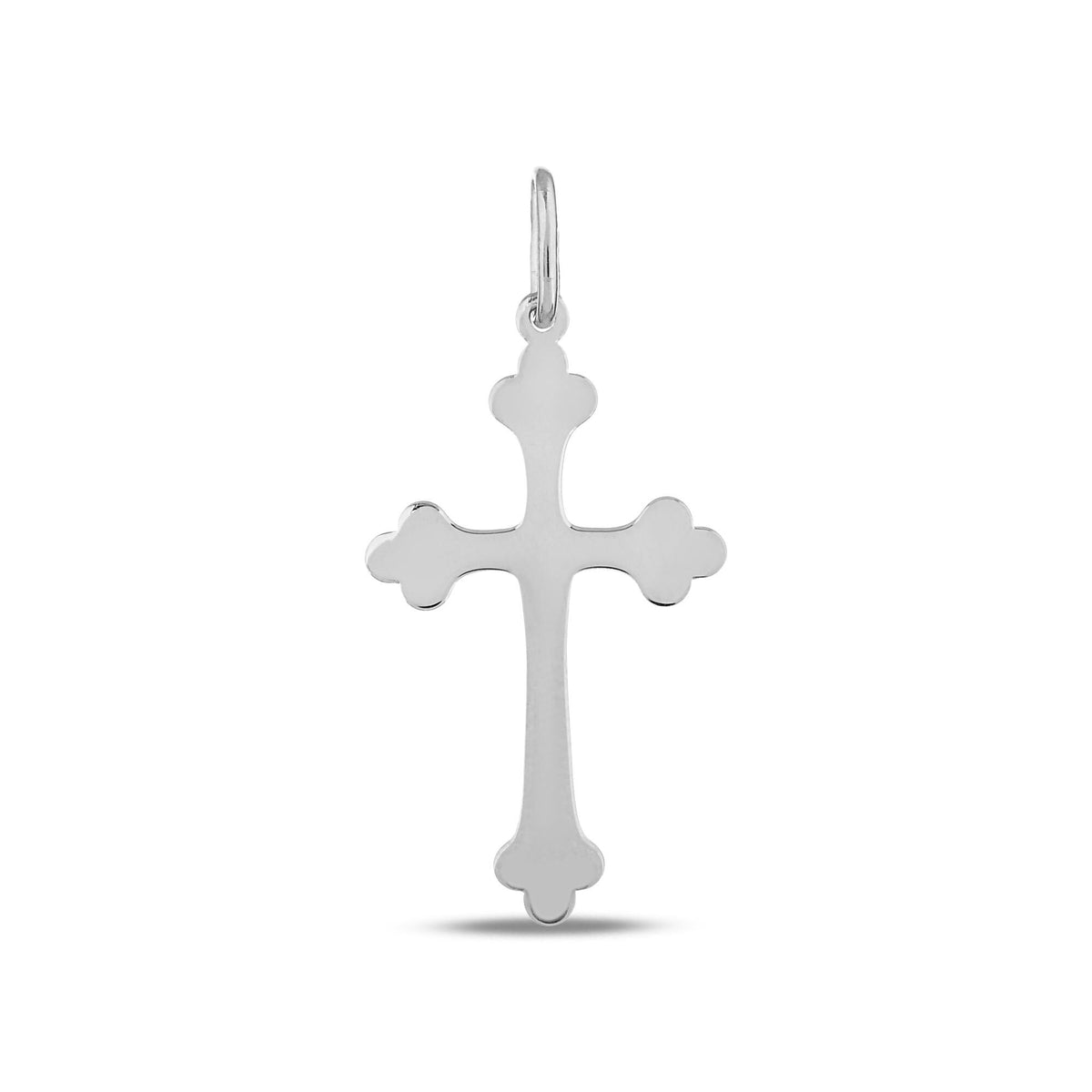 14K Solid Gold Budded Cross Charm, Trefoil Cross Pendant, Orthodox Style Faith Charm, Baptism Confirmation Gift, Gift for Her