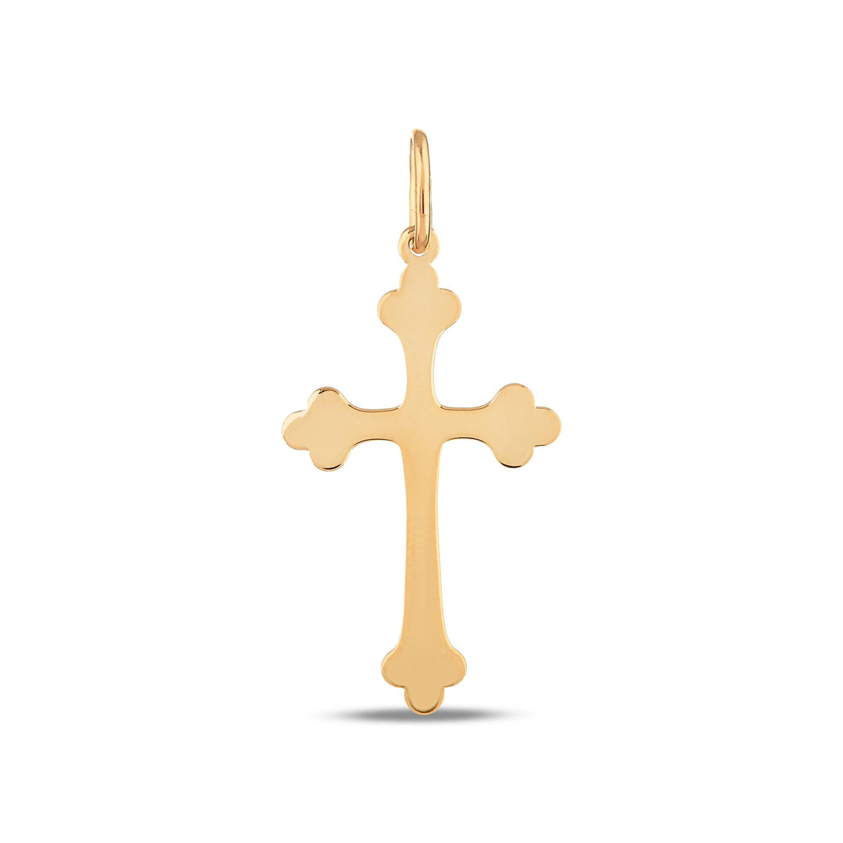 14K Solid Gold Budded Cross Charm, Trefoil Cross Pendant, Orthodox Style Faith Charm, Baptism Confirmation Gift, Gift for Her