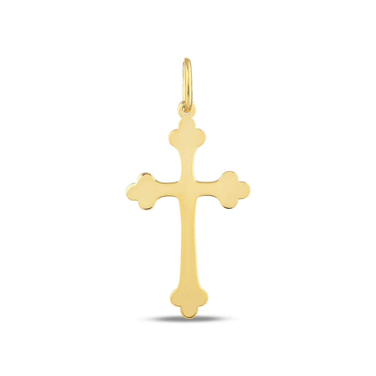 14K Solid Gold Budded Cross Charm, Trefoil Cross Pendant, Orthodox Style Faith Charm, Baptism Confirmation Gift, Gift for Her