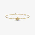 14K Gold Hamsa Bracelet, Pave Lab Diamond Hand of Fatima Bracelet, Blue Sapphire Accent, Protection Symbol Jewelry