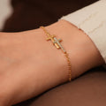14K Gold Double Cross Bracelet, Pave Lab Diamond Layered Cross Chain Bracelet, Modern Faith Jewelry, Gift for Her