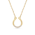 14K Gold Horseshoe Necklace, Lab Diamond Lucky Horseshoe Pendant, Good Luck Charm, Gift for Her