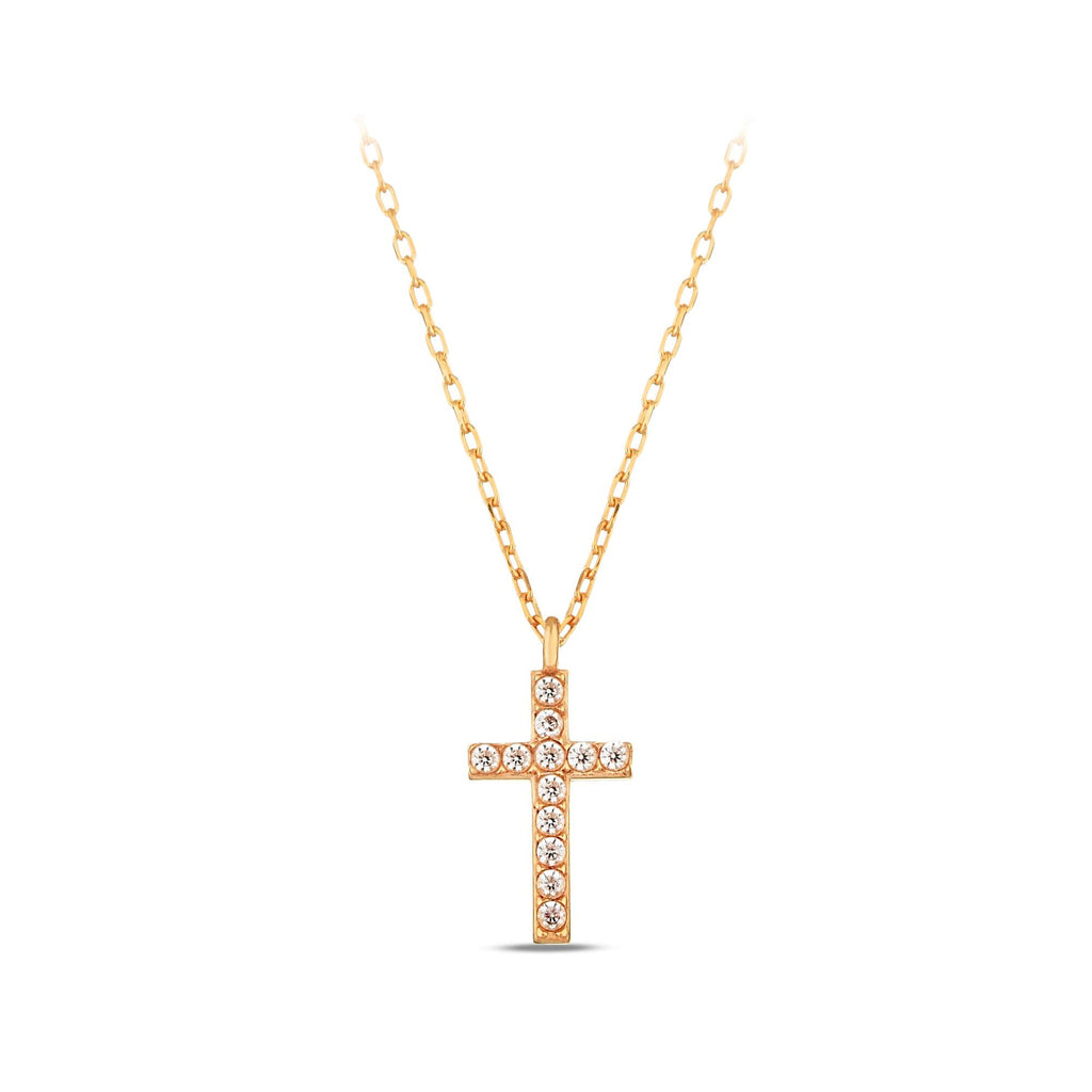 14K Gold Bezel Set Cross Necklace, Bold Lab Diamond Cross Pendant, Statement Faith Jewelry Gift