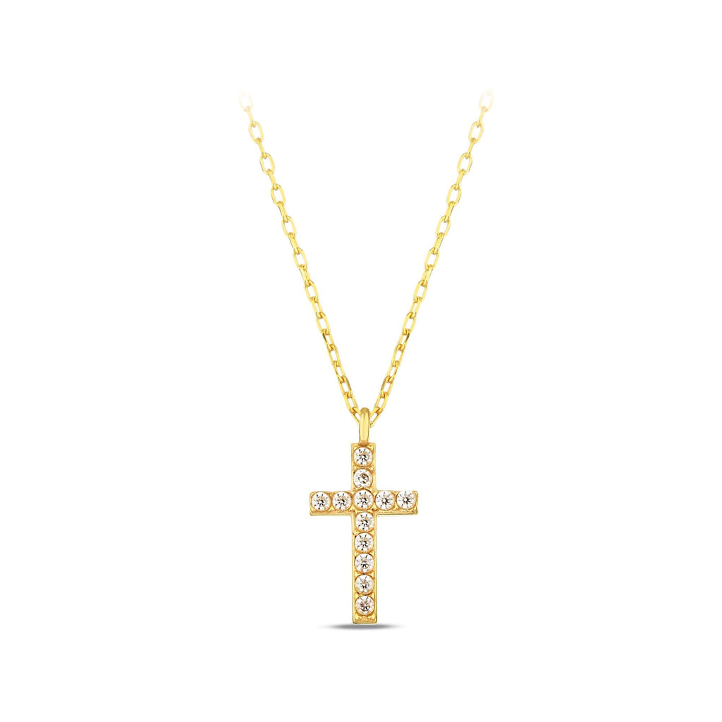14K Gold Bezel Set Cross Necklace, Bold Lab Diamond Cross Pendant, Statement Faith Jewelry Gift