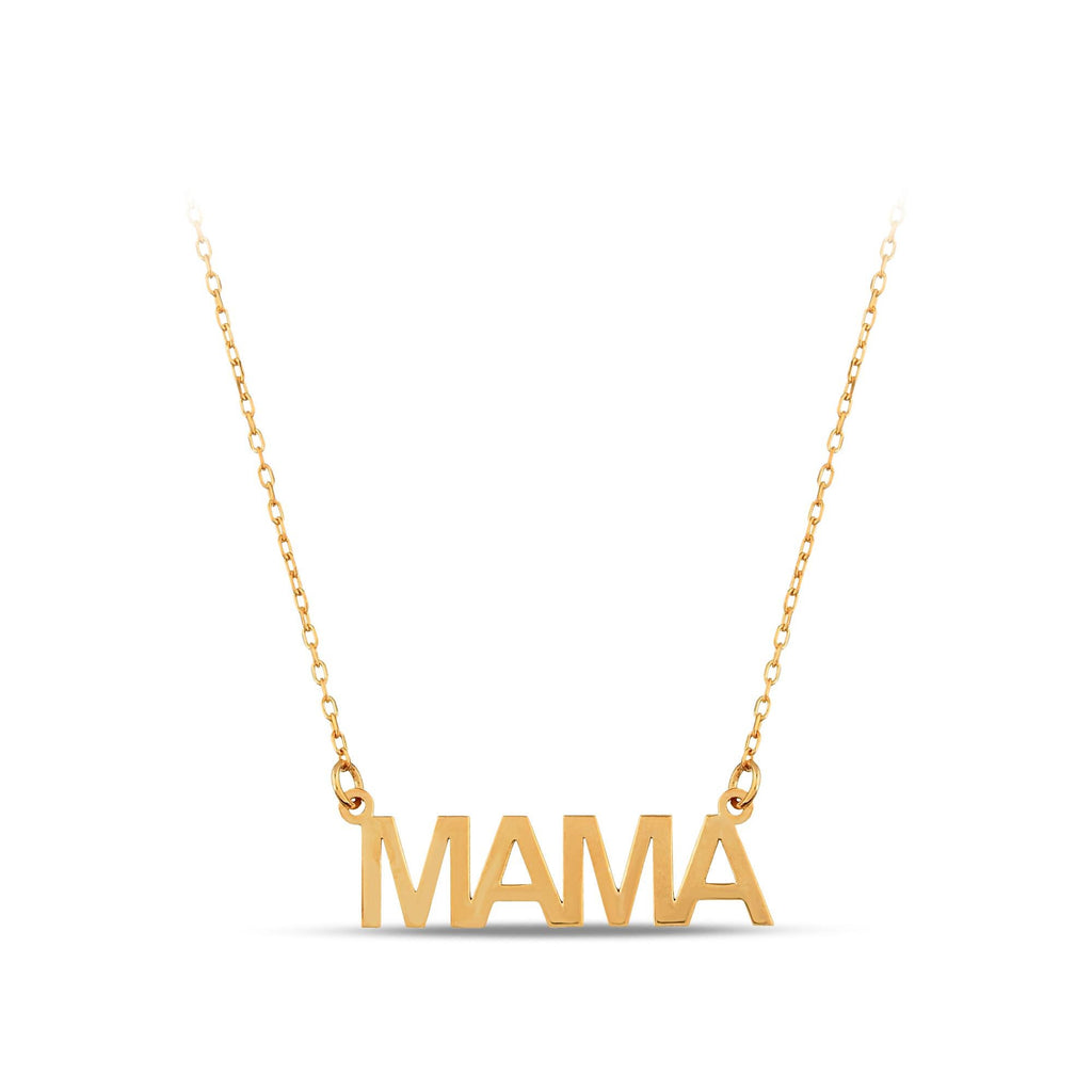 14K Gold Mama Necklace, Solid Gold Nameplate Pendant, New Mom Gift, Mother's Day Jewelry Gift