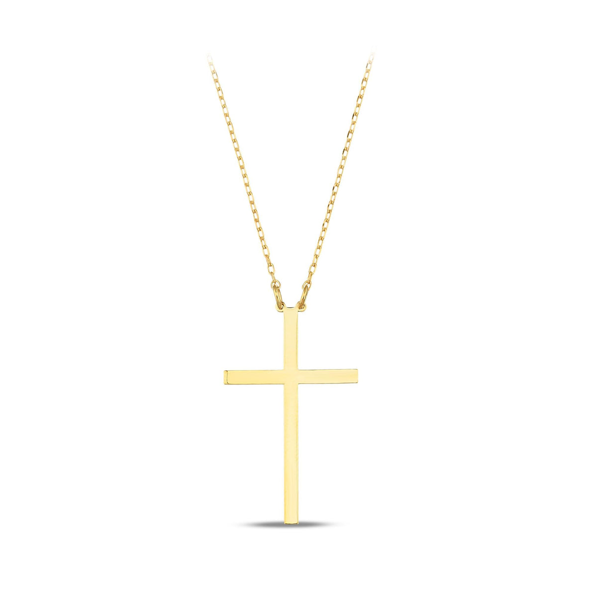 14K Gold Plain Cross Necklace, Solid Gold Cross Pendant, Simple Faith Jewelry, Unisex Gift for Him Her