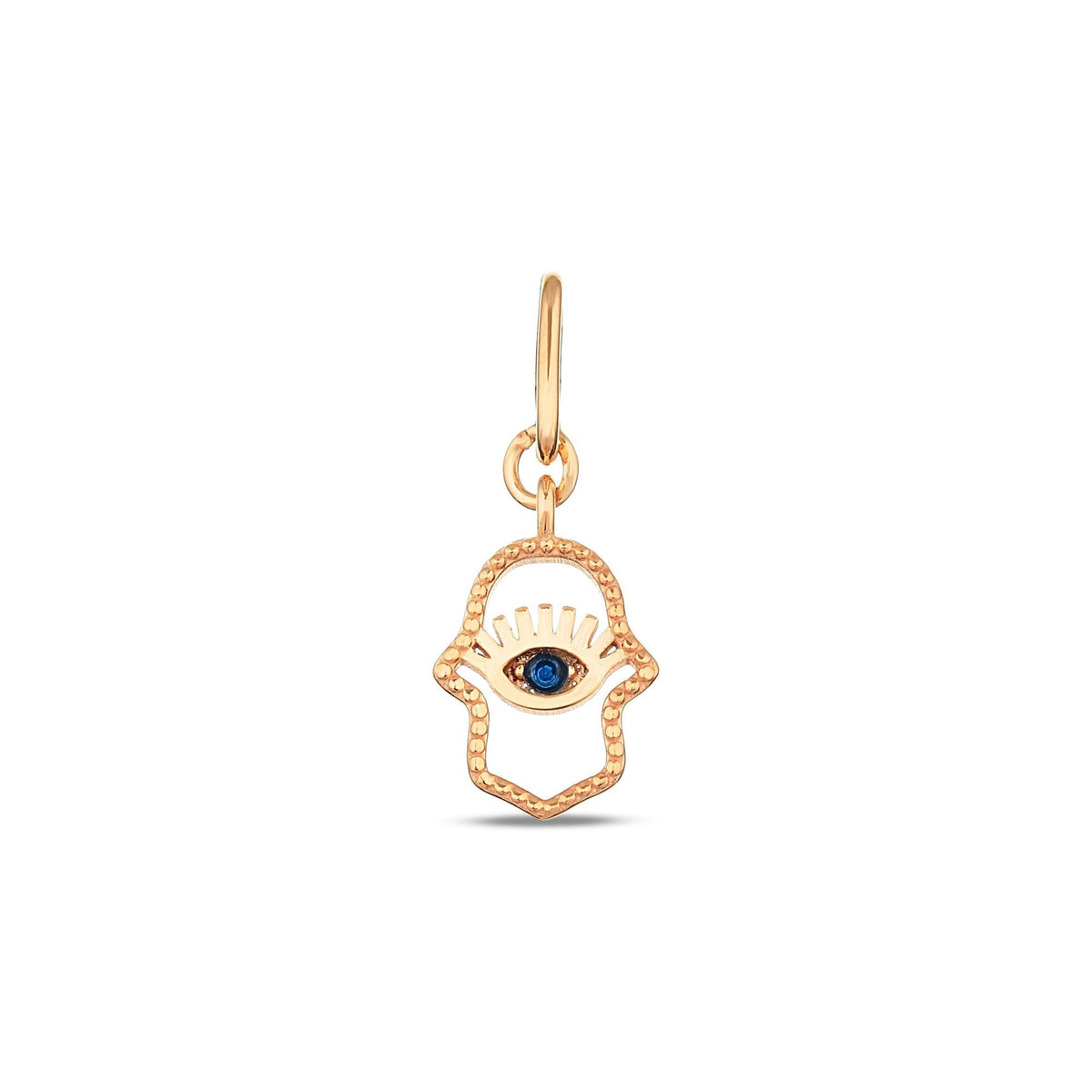 14K Gold Hamsa Evil Eye Charm, Protection Symbol Pendant, Blue Eye Hand of Fatima, Spiritual Talisman Charm, Gift for Her