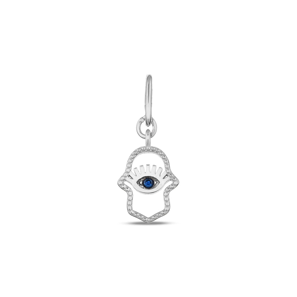 14K Gold Hamsa Evil Eye Charm, Protection Symbol Pendant, Blue Eye Hand of Fatima, Spiritual Talisman Charm, Gift for Her